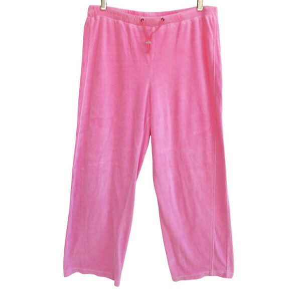 Vintage 90s Pink Velour Track Suit Talbots Petites M Zip Jacket L Pull On Pants - Picture 10 of 16